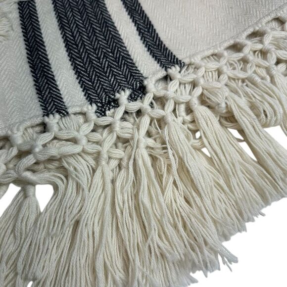 FIGUE 100% Superfine Alpaca Woven Fringe Blanket Wrap Poncho - Picture 8 of 9